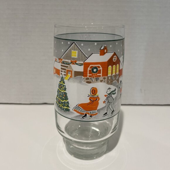 3 Vintage Sango Silent Night Holiday Tumblers Glasses Festive Village 12 & 16 Oz - Picture 3 of 9
